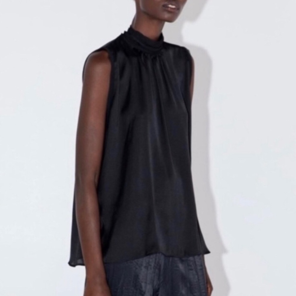 Zara black high neck blouse